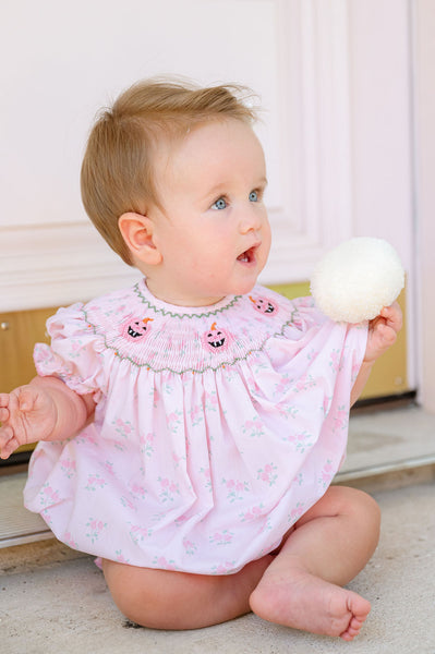 Floral Jack o'Lantern Smocked Birdie Bubble