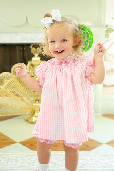 Pink Ghosts Smocked Annabelle Bloomer Set