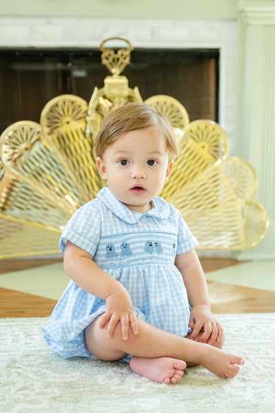 Blue Ghosts Smocked Henry Bubble