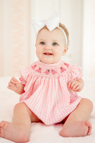 Pink Ghosts Smocked Birdie Bubble