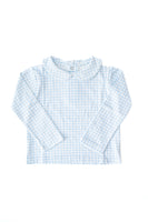 Blue Gingham Long Sleeve Peter Pan Collar Shirt