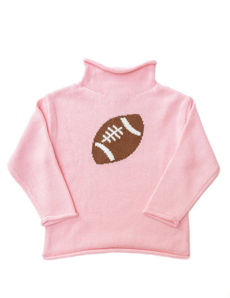 Pink knit sweater for girls with football 