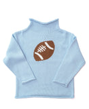 Our Light Blue Football Roll Neck Sweater for Kids brings cozy team spirit to game days!