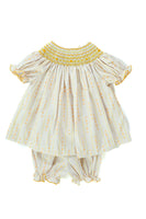 Wheat Stripes Smocked Annabelle Bloomer Set