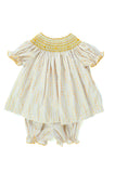 Wheat Stripes Smocked Annabelle Bloomer Set