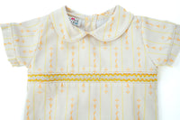 Wheat Stripes Smocked Samuel Shirt/Shorts Set