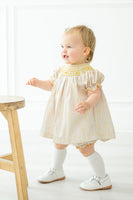 Wheat Stripes Smocked Annabelle Bloomer Set