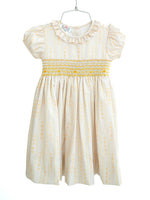 Wheat Stripes Smocked Charlotte Dress