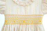 Wheat Stripes Smocked Charlotte Dress