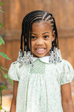 smocked aqua fall floral dress for girls. Perfect for fall and Thanksgiving!