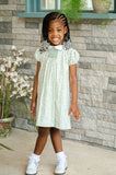 smocked aqua fall floral dress for girls. Perfect for fall and Thanksgiving!