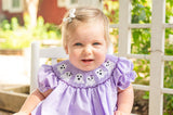 Purple Ghosts Smocked Birdie Bubble