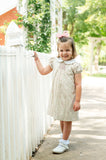 Pink floral smocked dress for little girls 