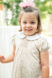Pink floral smocked dress for little girls 