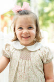 Pink floral smocked dress for little girls 