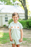 Thanksgiving Smocked Green Samuel Shirt/Shorts Set