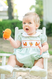 Thanksgiving Smocked Green Eleanor Bubble