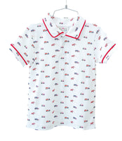 Construction Trucks Toile Pima Shep Polo