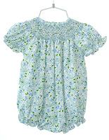 Blue Florals Smocked Birdie Bubble