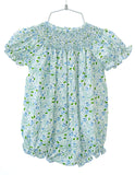 Blue Florals Smocked Birdie Bubble