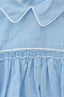 Blue Gingham Smocked Arthur Bubble