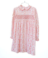 Christmas Tiles Smocked Pima Cotton Libby Dress