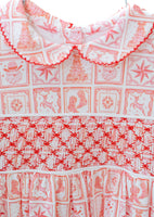 Christmas Tiles Smocked Pima Cotton Emma Bubble