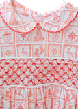 Christmas Tiles Smocked Pima Cotton Libby Dress