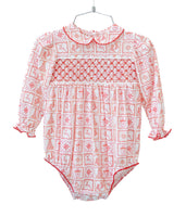 Christmas Tiles Smocked Pima Cotton Emma Bubble