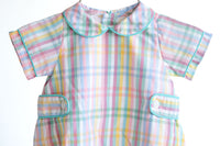 Made from 100% cotton, the Colorful Plaid Alexander Bubble keeps a baby boy comfortable and cool during all-day play.