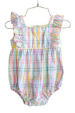 The sweet ruffle details on the Colorful Plaid Bubble make a baby girl’s outfit even more charming and playful.