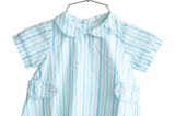 This heirloom-quality Blue Striped Bubble with a Peter Pan collar is a must-have for baby boys, offering both style and comfort for spring outings.