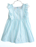 The Blue Striped Dress is perfect for any special occasion, making a little girl look adorable in its fresh, striped pattern.