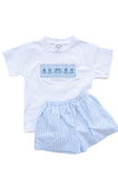 Blue Ghosts Smocked Beau T-Shirt/Shorts Set