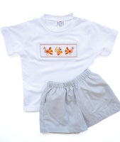 Thanksgiving Smocked Beau T-Shirt/Shorts Set