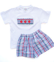 Back to School Apples Smocked Beau T-Shirt/Shorts Set