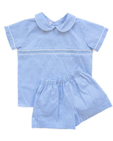 Blue Gingham Smocked Samuel Shirt/Shorts Set