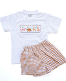 Woodland Animals Smocked Beau T-Shirt/Shorts Set