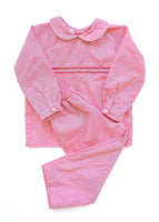 Festive Red and Green Smocked Samuel Shirt/Pants Set