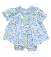Blue Florals Smocked Annabelle Bloomer Set
