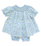 Blue Florals Smocked Annabelle Bloomer Set