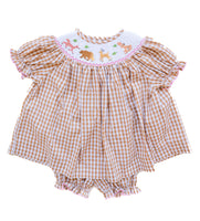 Woodland Animals Smocked Annabelle Bloomer Set