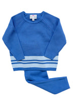Blue Stripes Knit Sweater Set