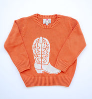 Burnt Orange sweater with white boot, for kids, celebrate UT!