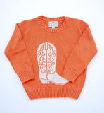 Burnt Orange sweater with white boot, for kids