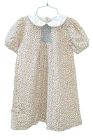Mini Tan Floral Smocked Dress