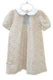Mini Tan Floral Smocked Dress