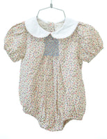 Mini Tan Floral Smocked Bubble