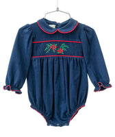 Poinsettia Smocked Pima Cotton Emma Bubble
