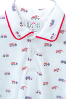 Construction Trucks Toile Pima Shep Polo